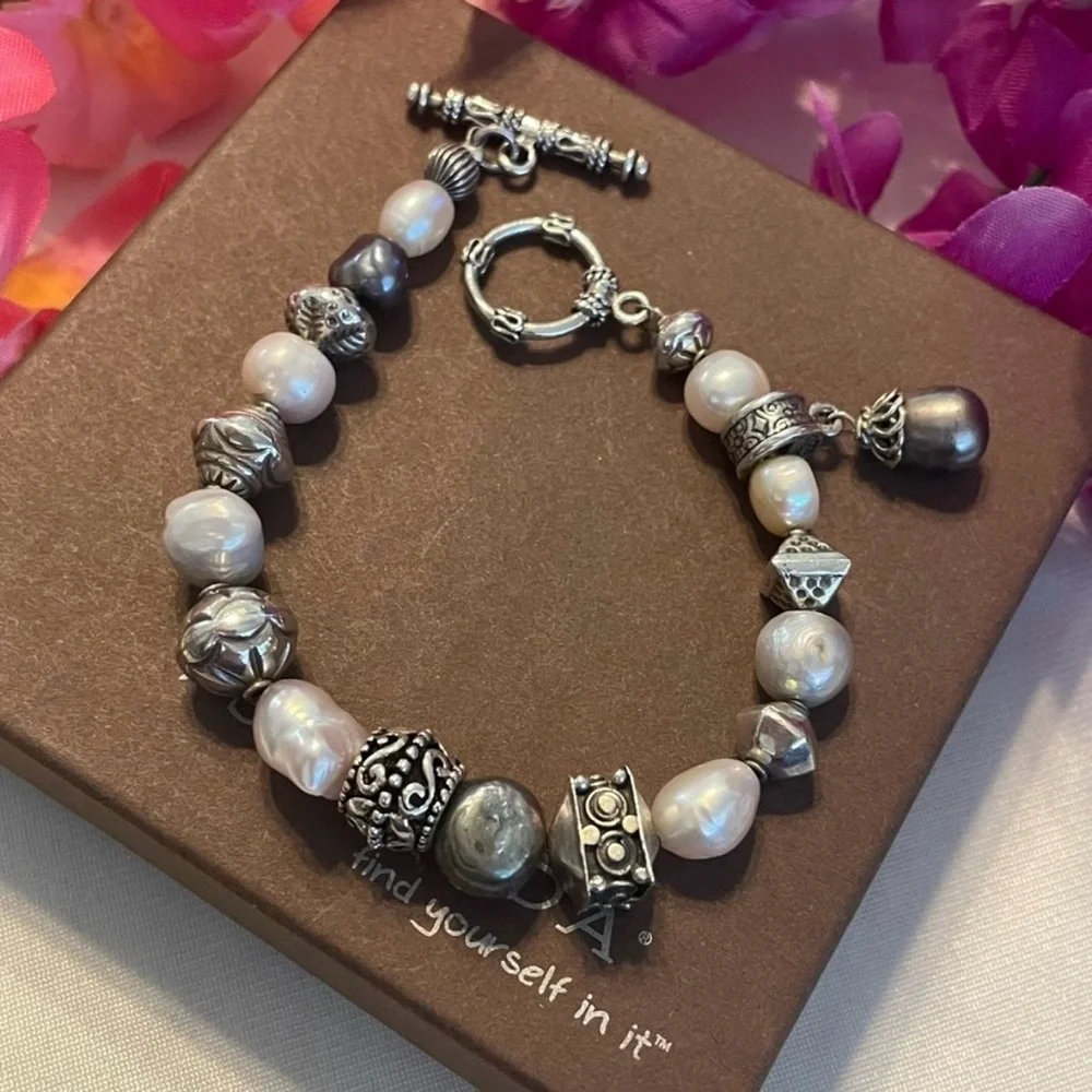 🦋SOLD 🦋 Silpada Gray and Pink Freshwater Pearl Sterling Silver Bracelet B0986 - Picture 13 of 16
